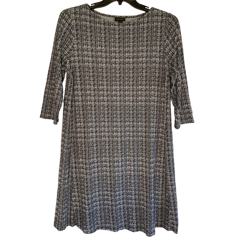 J JILL woman's size large L wearable collection black white stretch dress